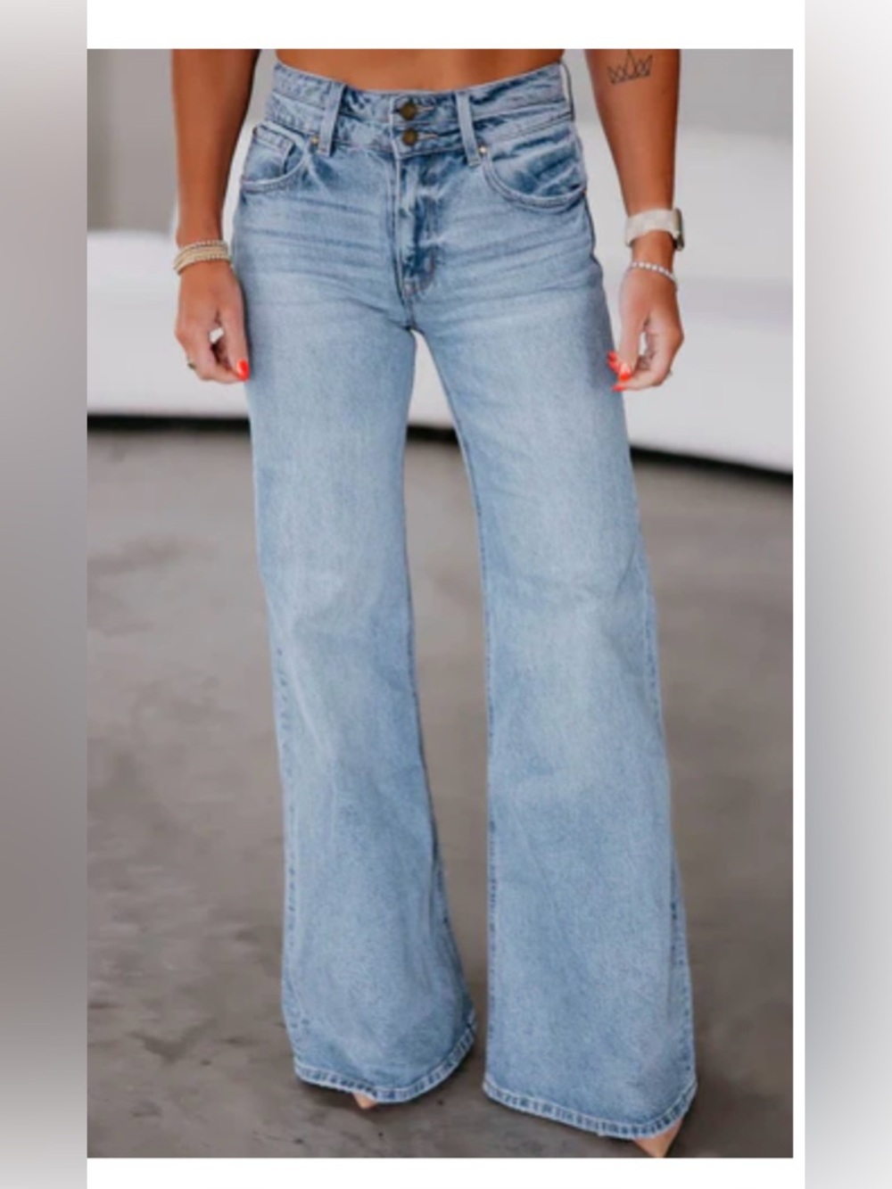 High-Rise Light Blue Wide Leg Jeans for Women